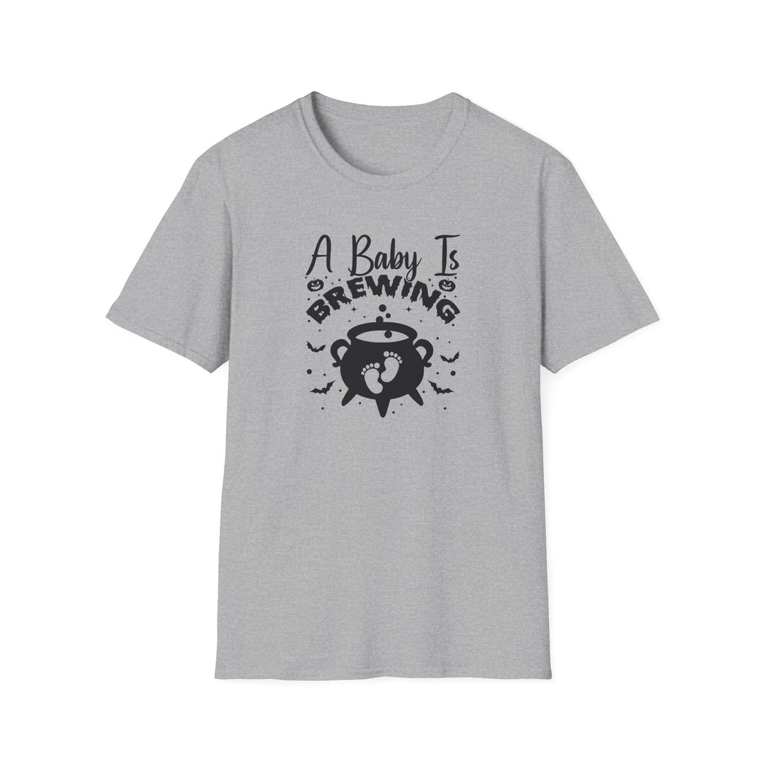 A Baby Is Brewing Halloween pregnancy announcement t-shirt in sport grey — Snappy Tee