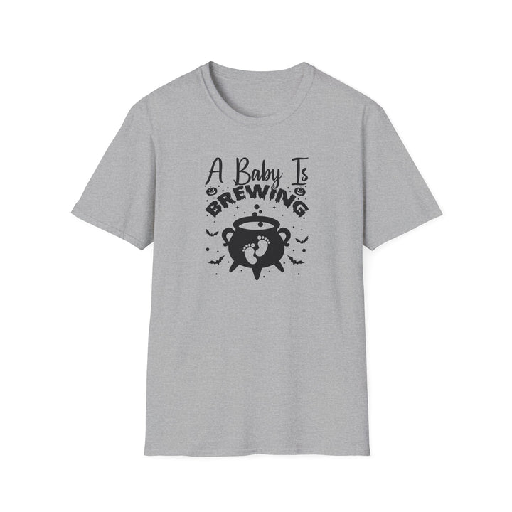 A Baby Is Brewing Halloween pregnancy announcement t-shirt in sport grey — Snappy Tee